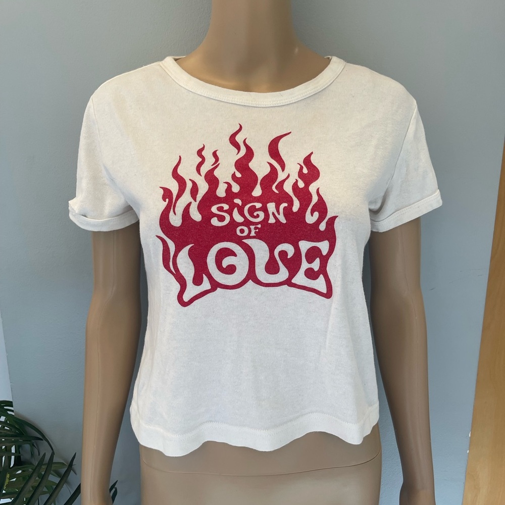 Sign of Love White and Red Graphic Tee